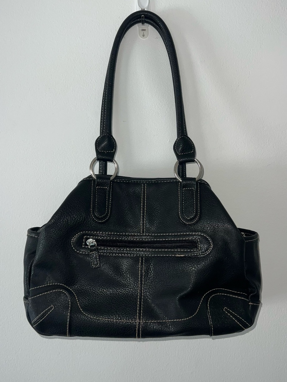 Classic Black/Brown Leather Purse - Everyday Shoulder Bag